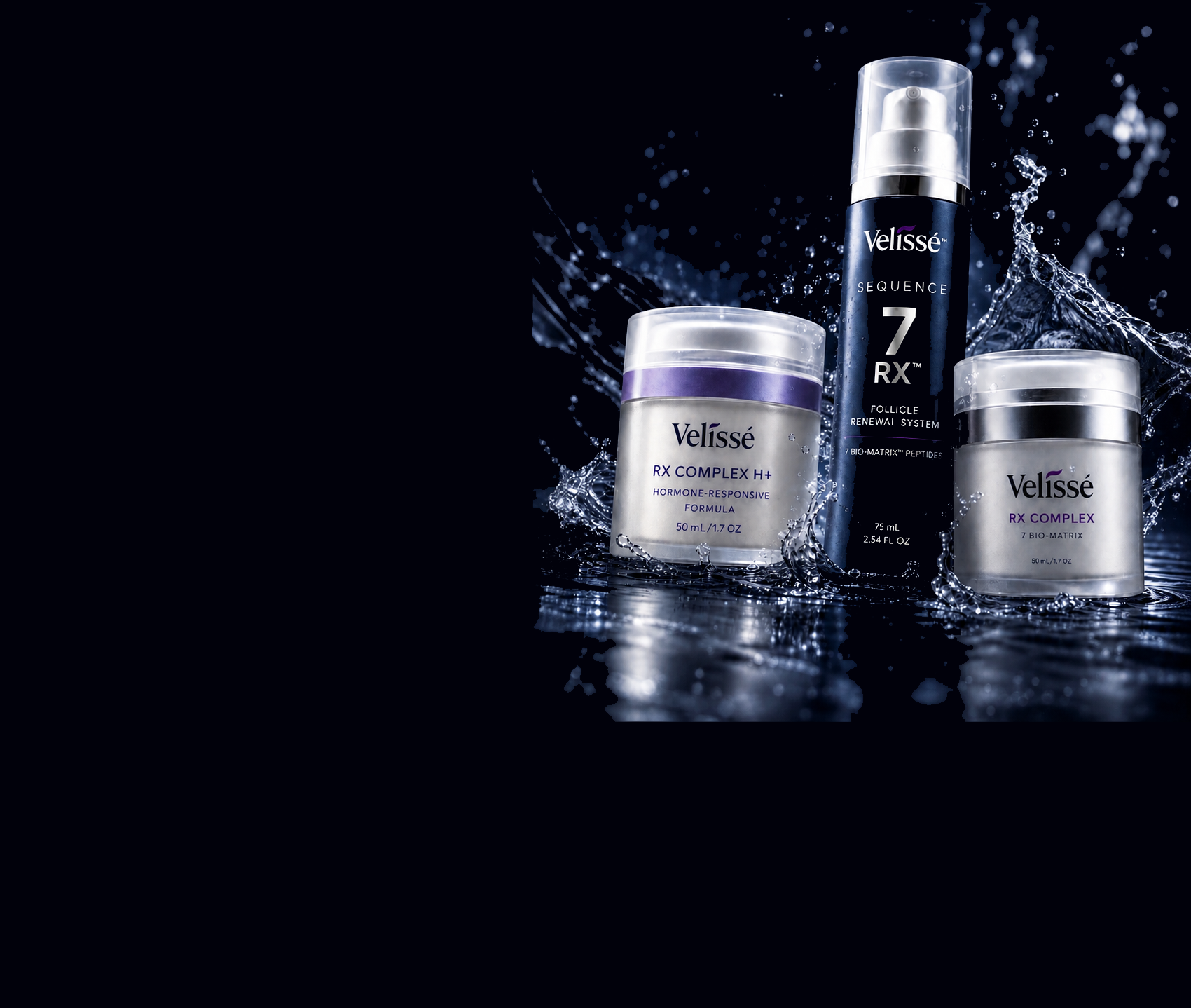 Velissé peptide products with water splash